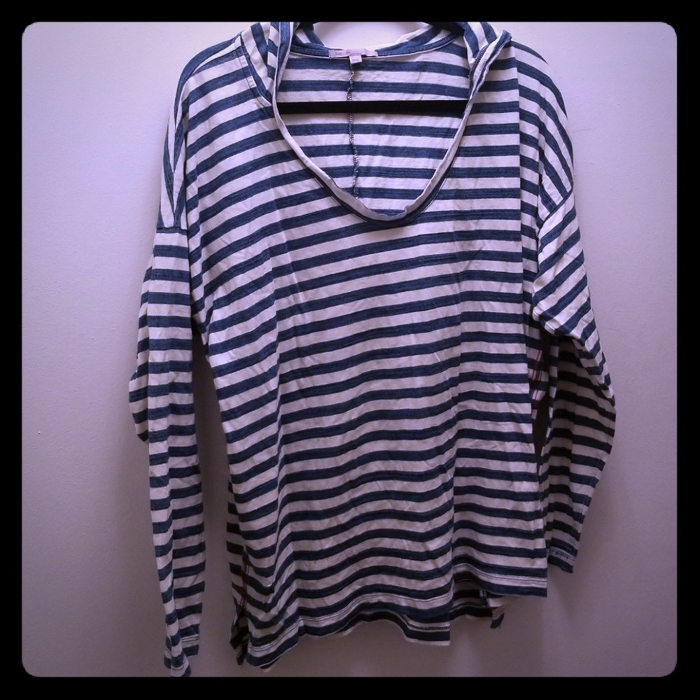 GAP Striped Pullover Hoodie - Blue/Cream - XXL